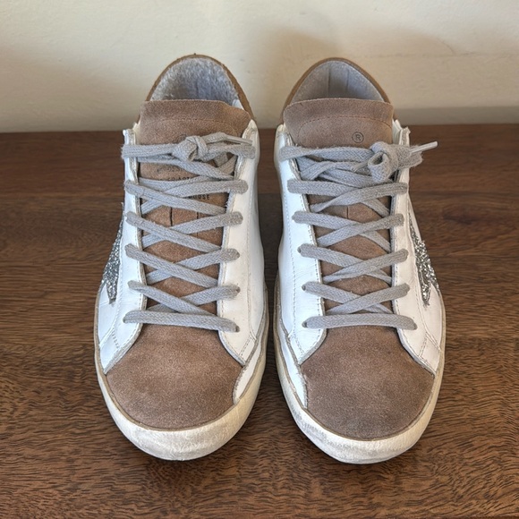 Golden Goose Super-Star Classic White Tobacco Silver Glitter Leather Shoes - 39 - Picture 5 of 15